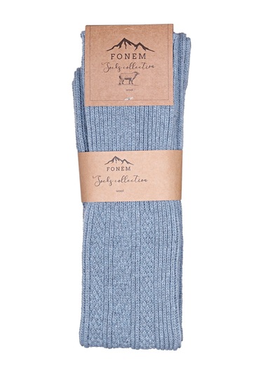 Fonem Kadın Diz Üstü Yünlü Çorap Fo 8015 Mavi