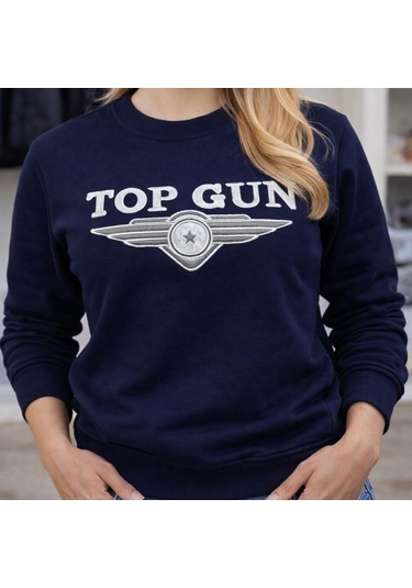 Top Gun Nakıslı Sweat Blu Mavi