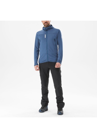 Millet Fusıon Grıd H Erkek Kapşonlu Polar Ceket Tam Fermuarlı Mıv9024 Mıv.n0395 Mavi