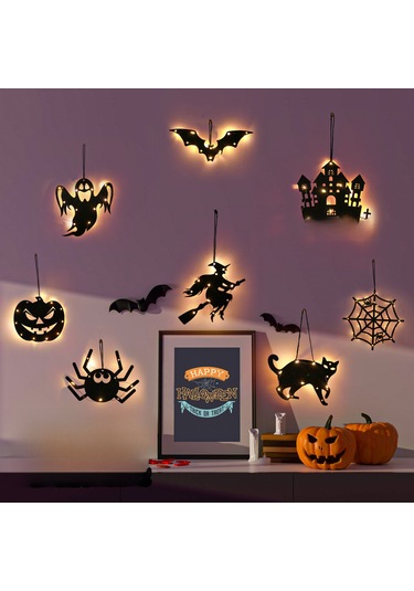 Yifomall Halloween Kedi Figürlü Led Işıklı Süs, Akrilik Kabuk, Ip44 Koruma, Parıltı Efekti, 4.5v Pil Dahil, Ev Dekorasyonu İçin Korku Atmosferi Oluşturucu Açıkartma