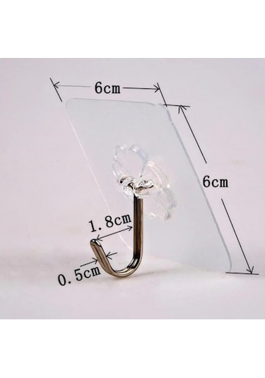 Kendinden Yapışkanlı Şeffaf Askı 5 Li Set Ahşap