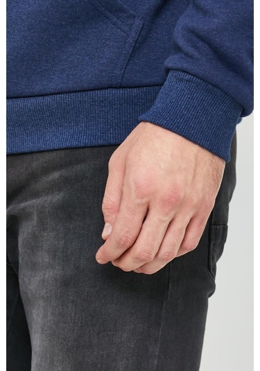 Polostate Erkek İskelet Nakışlı 3 İplik Sweatshirt İndigo