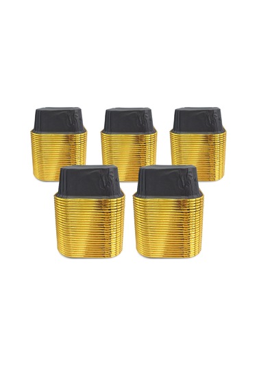 Kafem Muffin Kek Kapsülü Kare Siyah-altın 25li X 5 Paket - K37 Siyah