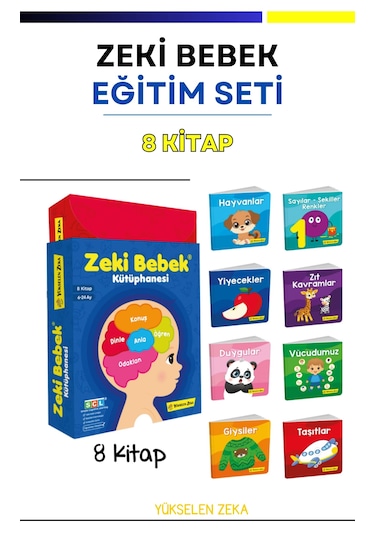 Bebek Eğitim Seti 6-24 Ay Zeki Bebek Kütüphanesi 8'li Set