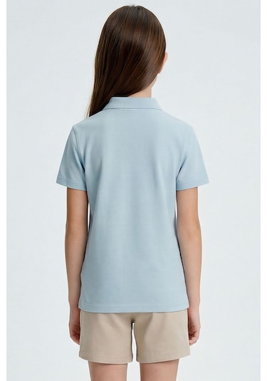 Tommy Life Açık Mavi Polo Yaka Standart Fit Basic Unisex T-shirt - 11330