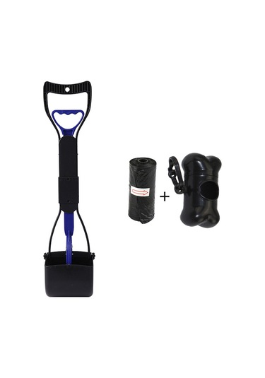 Dofolink Mavi Çift Yaylı Katlanabilir Köpek Kedi Kakanın Toplayıcı, 45 Cm Uzun Saplı, 20 Adet Çöp Poşeti Ve Saklama Kutusu Seti Mavi