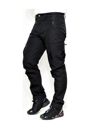 Mudwill Siyah Zipper Kargo Cepli Softshell Pantolon Siyah