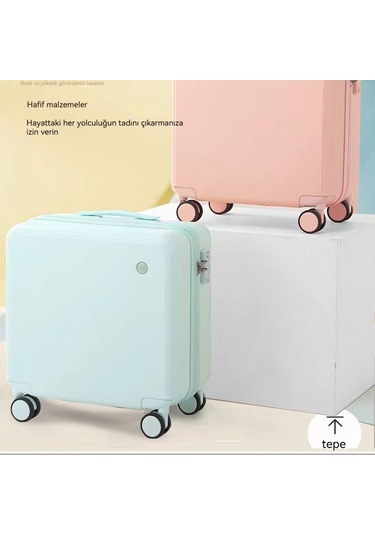 Relaxed 20 İnçlik Valiz, Hafif Kabin Valizi, Araba Evrensel Tekerlekli Seyahat Kodu Kutusu - Beyaz Beyaz