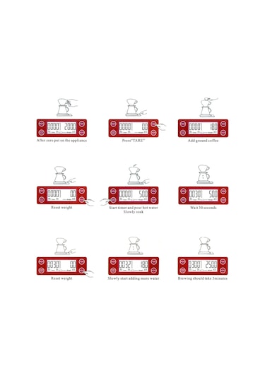 5kg/0.5g Kahve Damlama Ölçeği Büyük Net Lcd Ekranlı Hassas Elektrikli Mutfak Ölçeği Zamanlayıcı
