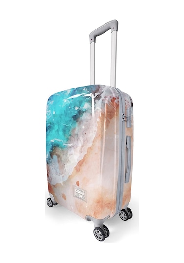 Coral High Renkli Desenli Pc Orta Boy Valiz 60cm 16812 Bej