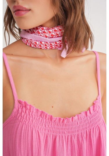 4740 Kadın Askılı Müslin Midi Elbise Pembe Pembe