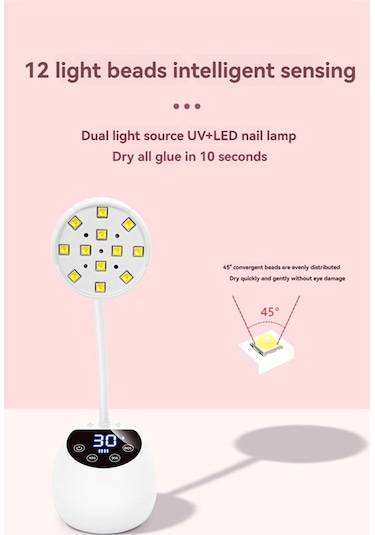 Xurunkeji M2 Masaüstü Fototerapi Lambası Masaüstü Kablosuz Depolama Akıllı Tırnak Lambası Lotus İndüksiyonlu Tırnak Lambası Tırnak Kurutucu Beyaz