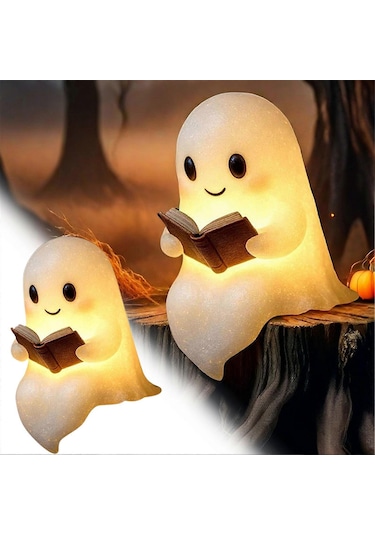 Sevimli Hayaletler Okuma Kitabı Lambası - Cadılar Bayramı, Masa Ve Oturma Odası Dekoru İçin Işıklı Hayalet Heykelleri, İç Mekan Ve Tatil Vurguları İçin Mükemmel - Happy Çok Renkli
