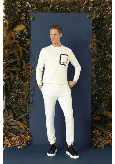 Ts 874 Slim Fit Ekru Spor T-shirt Ekru