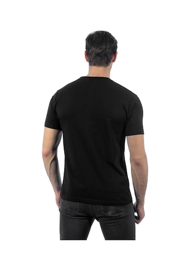 Sıfır Yaka Tişört, Siyah -112E450- Bisiklet Yaka Tshirt, T-Shirt