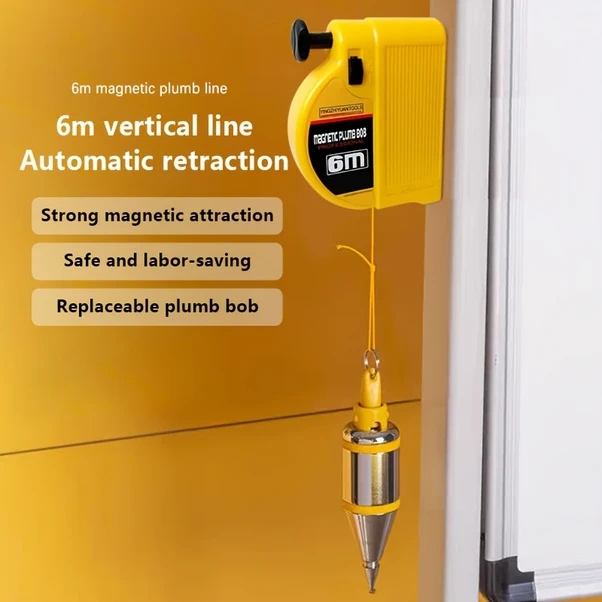 Willowhaven 6 Metre Manyetik Çekül Çekül İpi İnşaat Marangoz Manyetik Taban