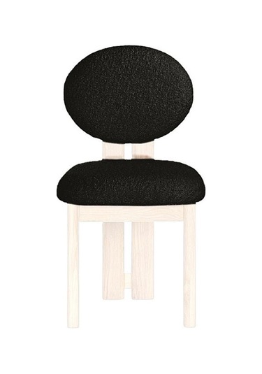 Coco İskandinav Teddy Natural Ahşap Bohem Sandalye Beyaz - Antrasit