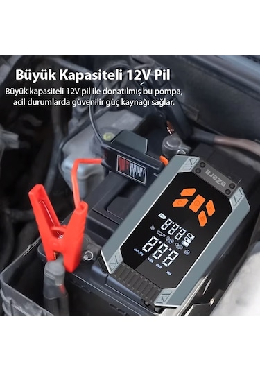 Ezere ST-9632D Taşınabilir Araç Lastik Şişirme ve Starter Akü Takviye Seti