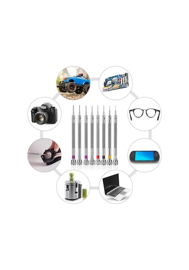 Leasetake 8 Adet Profesyonel Tornavida Seti Mini Hassas Tornavida Seti 0.6-1.6mm Saat Gözlük Elektronik Onarımı İçin