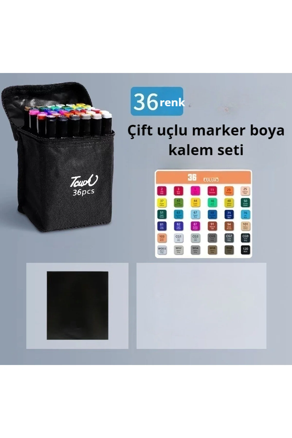 36 Adet Çift Taraflı Marker Kalem Seti Çanta
