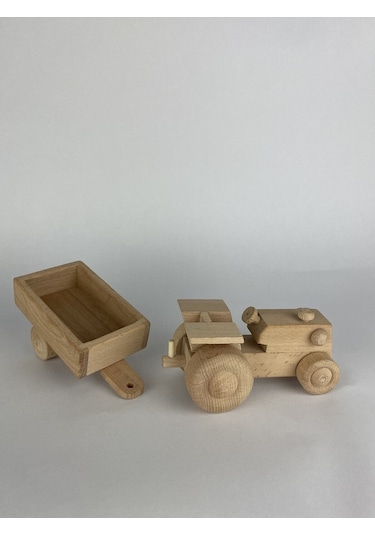 Ahşap Römorklu Oyuncak Traktör-9003029338070