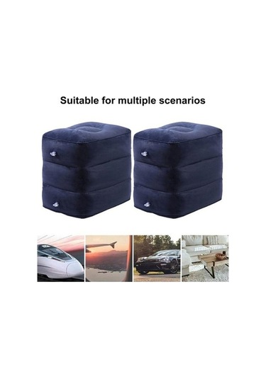 Pazly Şişirilebilir Uçak Ayak Dayanağı - Yükseklik Ayarlanabilir, Aşınmaya Dayanıklı, Süper Yumuşak, Seyahat İçin Genişletici Mavi