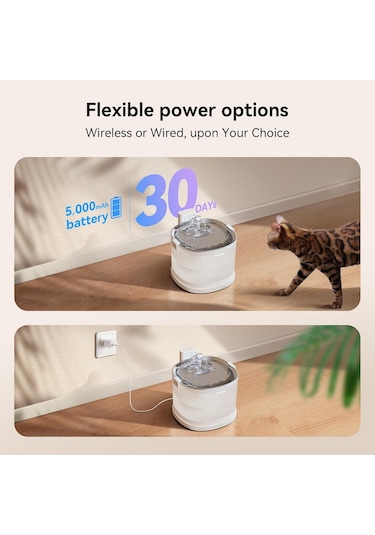 Cheerble E1+ Çelik Hazneli Şarjlı Otomatik Kedi Su Pınarı 22 x 20 x 18 CM 2 L