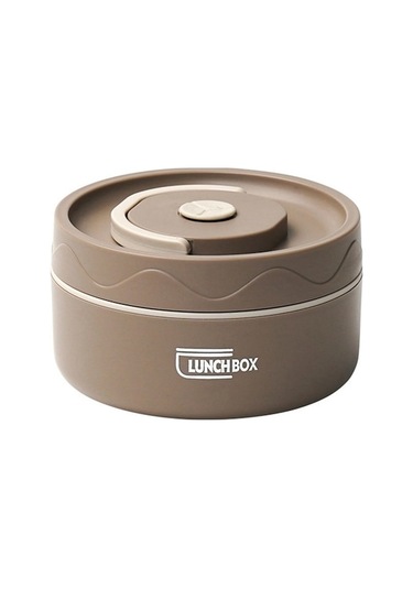 Ulzyvf Yemek Termosu - Paslanmaz Mikrodalga Kutusu, Kahverengi, 420ml Kahverengi