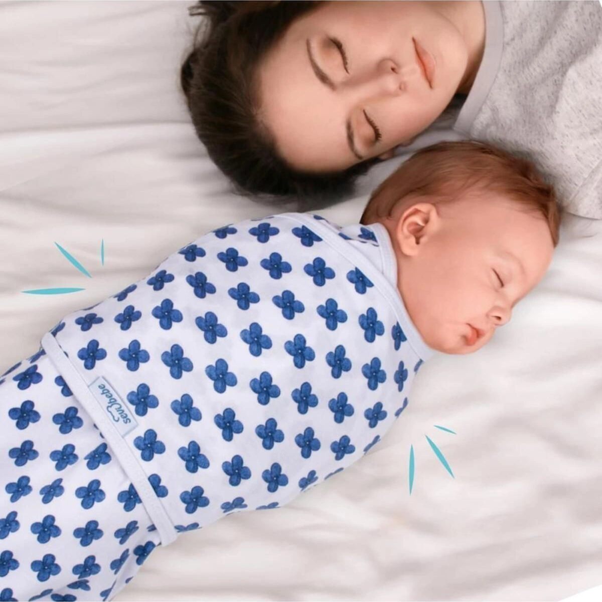 İnterlok Bebe Kundağı 118 Mavi Çiçek