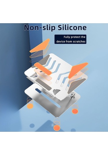 Ebitda L307 Kullanışlı Dizüstü Bilgisayar Standı, Ayarlanabilir Yükseklik Ve Soğutma, Metal Masaüstü Tutucu, Gri