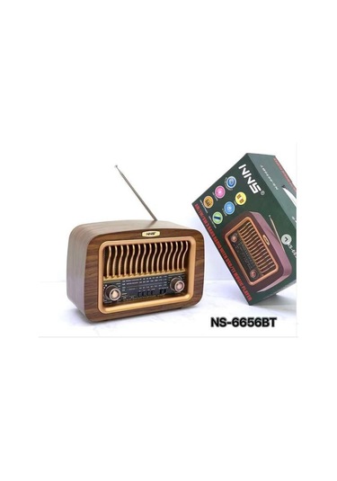 Ns-6656 Retro Ahşap Tasarım Bluetooth Hoparlörlü Radyo Fm/am Destekli, Şarjlı Ve Taşınabiliri Radyo-438