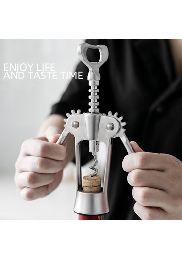 Mutfak Çok Fonksiyonlu Manuel Şarap Çinko Alaşım Şişesi Açıcı, Boyut:çinko Alaşım Gümüşü Diğer