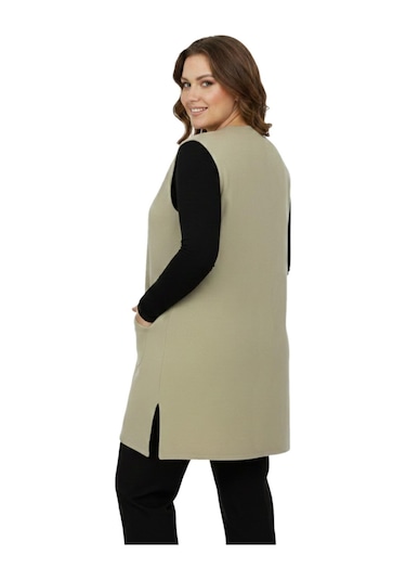 Baglan Kadın Bej Rengi Pullu Anne Yelek Nıl-1526 Bej