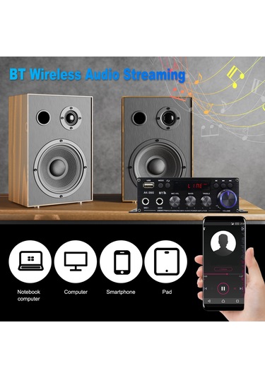 Xindoker Ak-390 Ev/araç Mini Bluetooth Güçlendirici - 40wx2, Usb/fm Radyo, Çift Mikrofon Girişi, Işıklı Sayısal Ekran