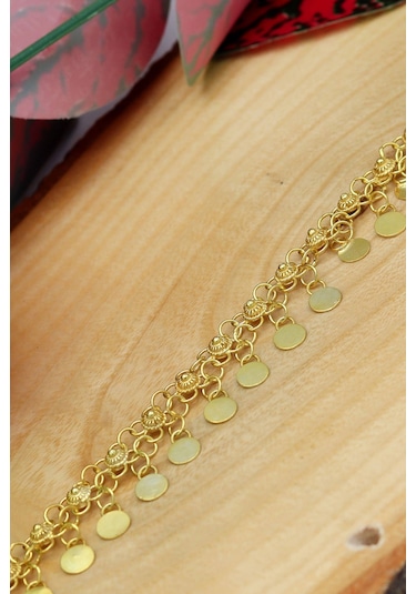 Midyat Nurtaş Gümüş Pullu Sallantılı Altın Kaplama Kişniş Telkari Gümüş Halhal Altın