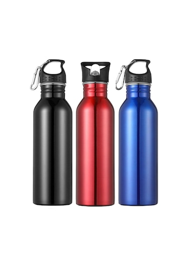 Suntek Paslanmaz Çelik Spor Su Şişesi Bisiklet Yürüyüş Siyah Siyah