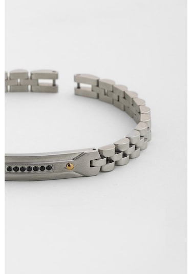 So Chic Zirkon Taş Detaylı 21 Cm Çelik Erkek Bileklik Gri 80840189