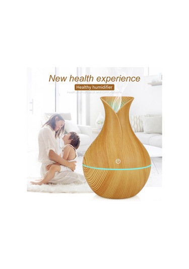 Dianziye Yx-060 Aromaterapi Usb Nemlendirici 130ml 35ml/saat 7 Renkli Led Işıklı Ahşap Desenli Ev Ofis Kullanıma Uygun