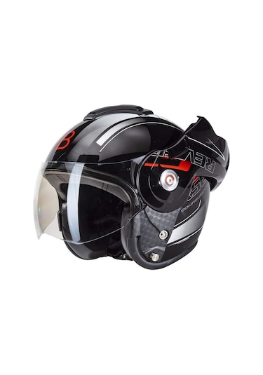 Beon B 702 Reverse Tam Açılır Kask Siyah Beyaz Kırmızı L