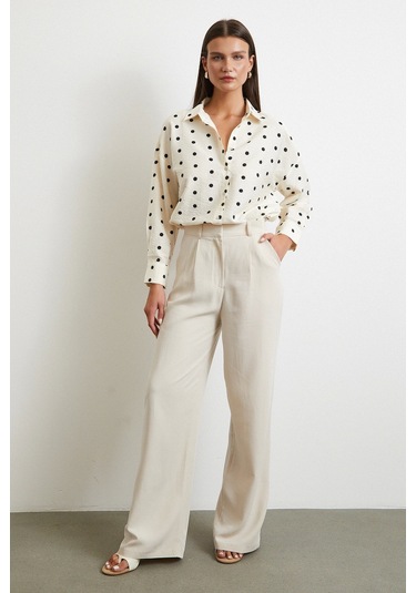 Puantiyeli Oversize Gömlek Siyah Siyah