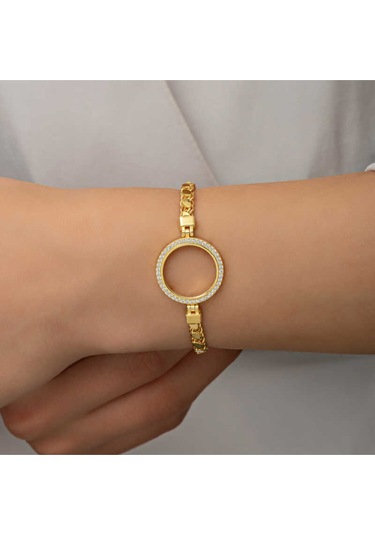 Casera's Gümüş Çeyrek Takılabilen Altın Kaplama Kadın Bileklik Csr2184534 Gümüş