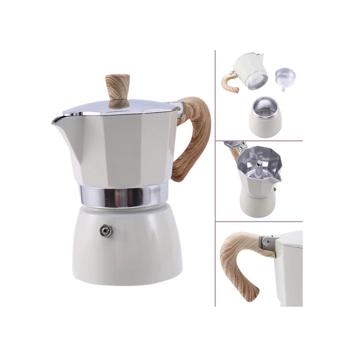 Latte Mocha Kahve Makinesi İtalyan Moka Espresso Pot Stopetop Kahve Makinesi Beyaz Kahve Tencereler
