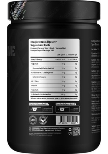 Kingsize Nutrition Glutamine Powder 750 Gr Aromasız