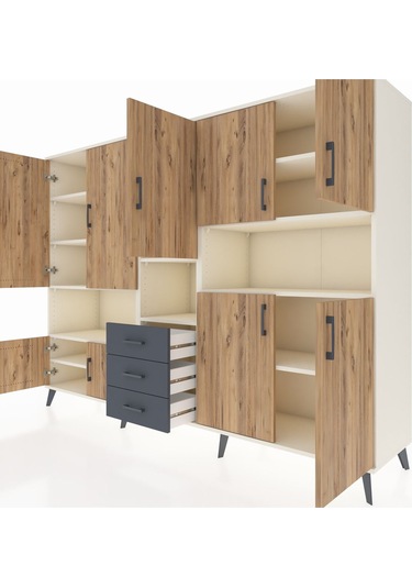 Hyperion Dolap 13 Raflı 3 Çekmeceli 9 Kapaklı 220x44x163 Aytaşı-ç Aytaşı-çam/antrasit