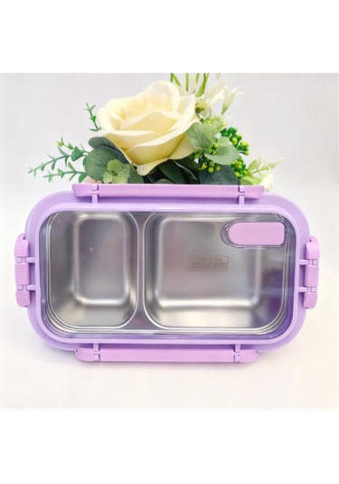 Skycity 750ml Çocuklar İçin 304 Paslanmaz Çelik Isı Saklama Yemek Kutusu, Bölmeli Kartoon Stili Öğrenci Bento Box Mor