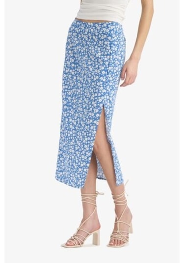 DeFacto A Kesim Çiçek Desenli Yüksek Bel Yırtmaçlı Midi Etek F0526AX25SPBE515