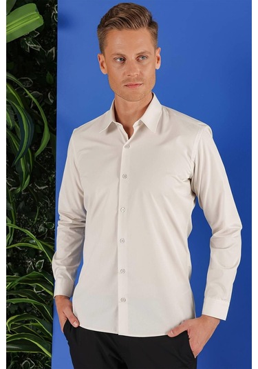 Gk 683 Slim Fit Taş Klasik Gömlek Taş