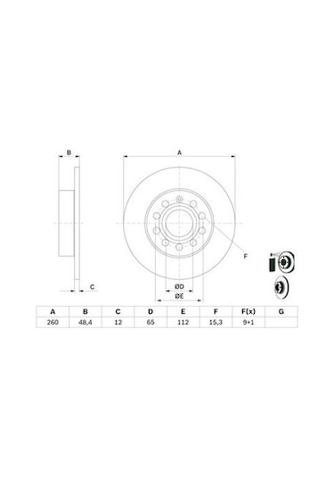 Seat Altea 1.6 2004-2010 Bosch Arka Disk 260 Mm 2 Adet