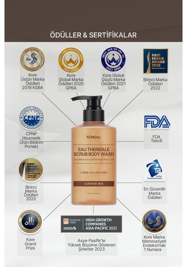 Kundal Eau Thermale Scrub Body Wash Leather Iris Menekşe 500 ML