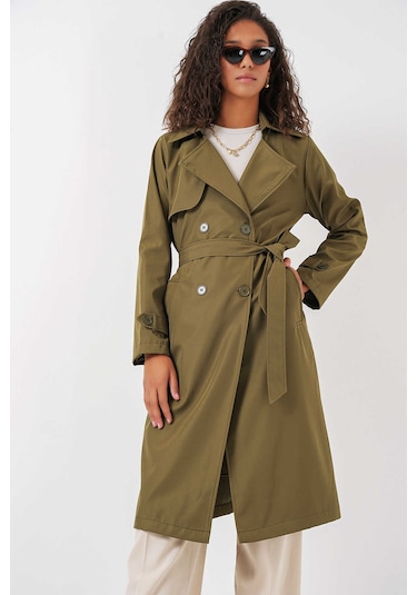 Gabria Kol Düğme Detaylı Trenchcoat Haki